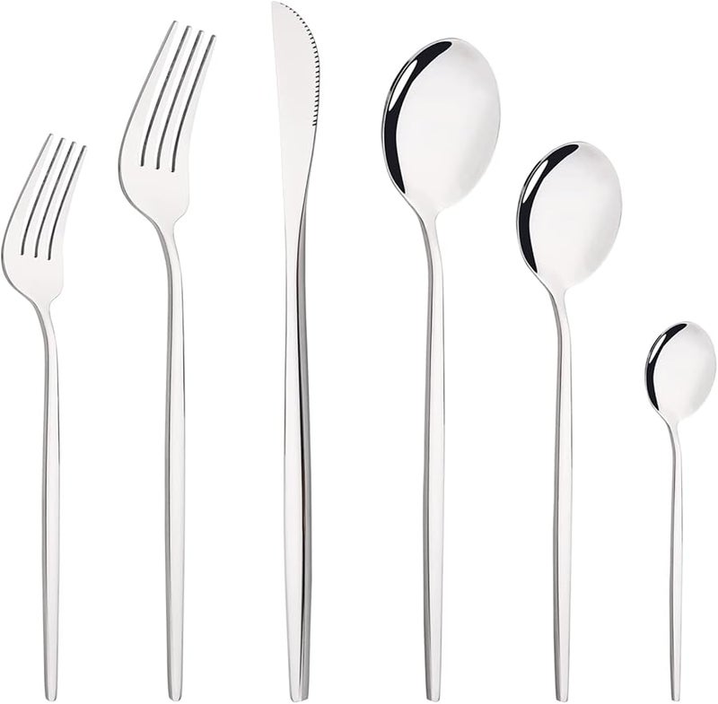 24 Piece Mirror Finish Stainless Steel Silverware Set Service For 4 Dishwasher Safe - Image 1